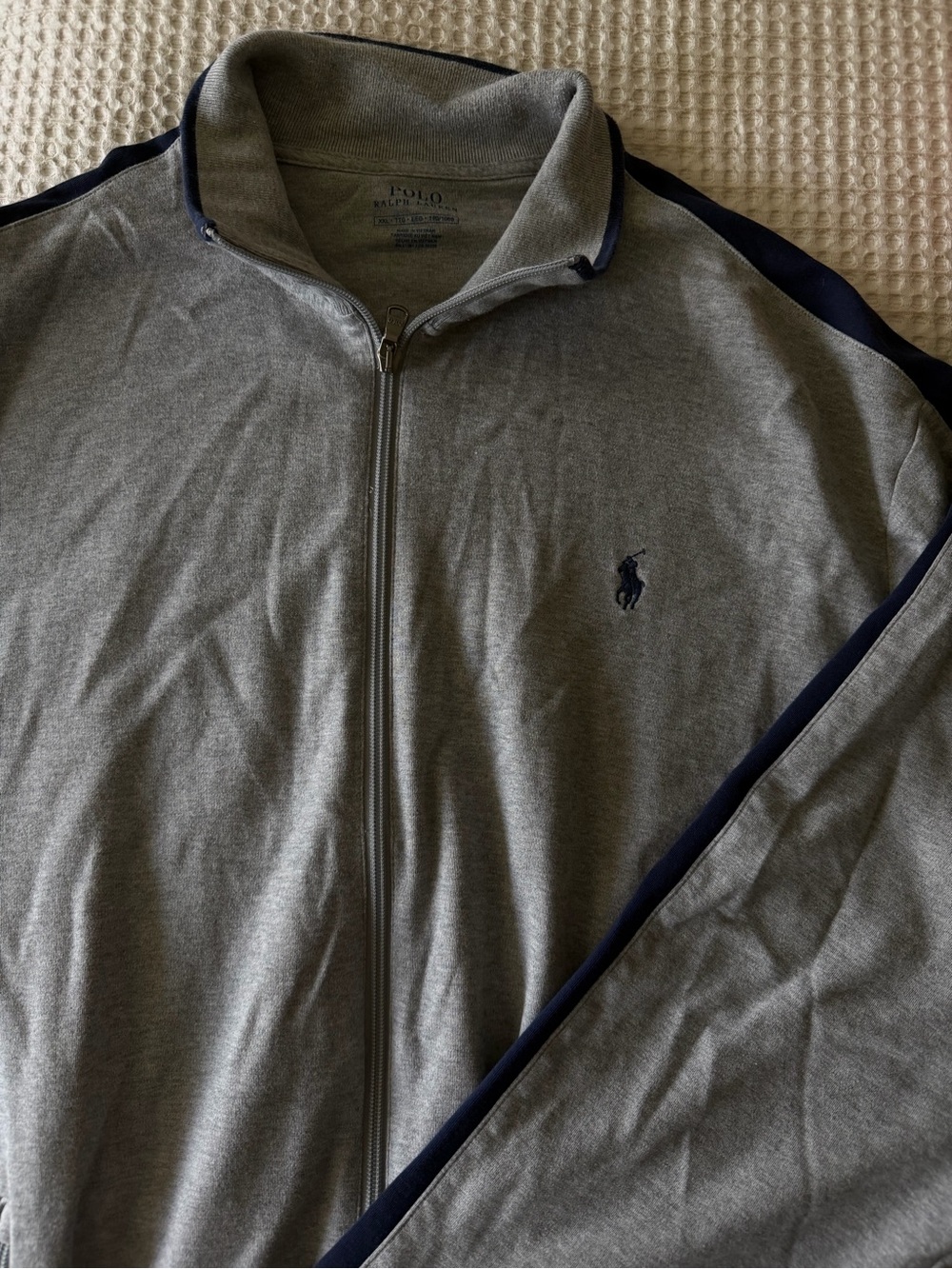 Polo by Ralph Lauren Gray and Navy Zip-Up Track Jacket